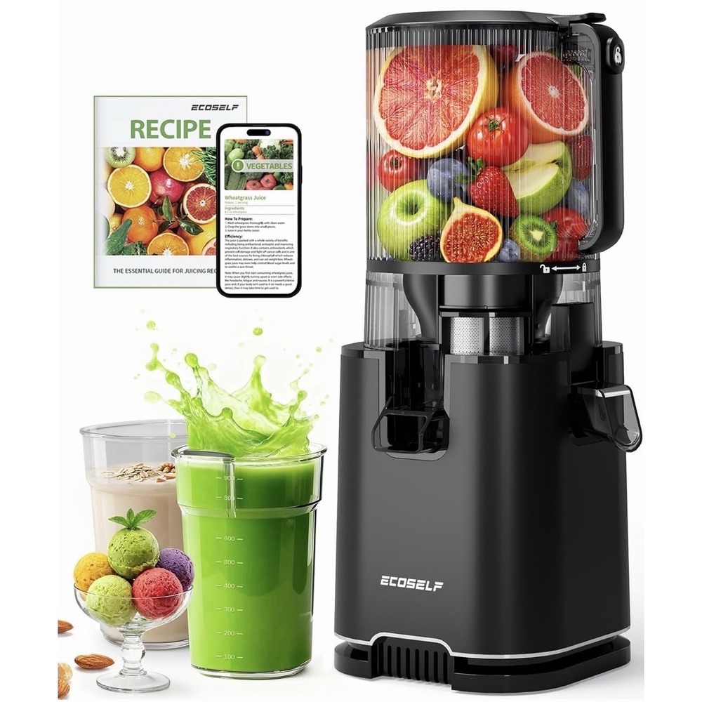 ECOSELF 3-in-1 Cold Press Juicer Machines, 6.0" Feed Chute, 100oz Capacity | Jui